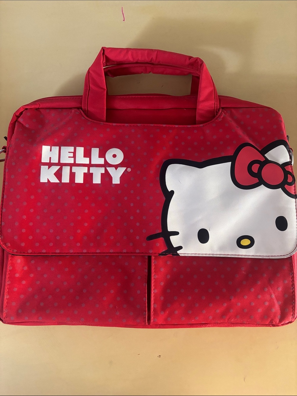 Hello Kitty Red and White Carry Bag with Character Graphic